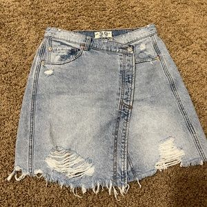 Free People Parker Denim Wrap Skirt